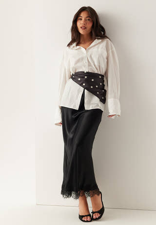 Viscose Satin Lace Skirt