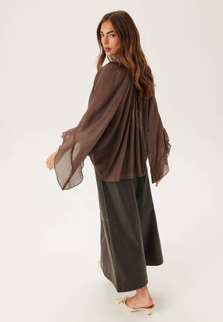 Wide Sleeve Bow Blouse