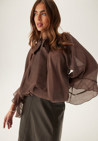 Wide Sleeve Bow Blouse