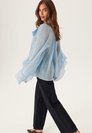 Wide Sleeve Bow Blouse