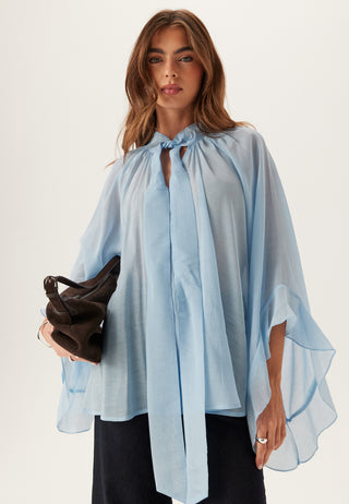 Wide Sleeve Bow Blouse