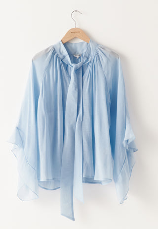 Wide Sleeve Bow Blouse