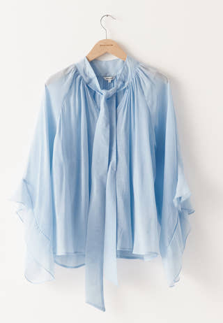 Wide Sleeve Bow Blouse