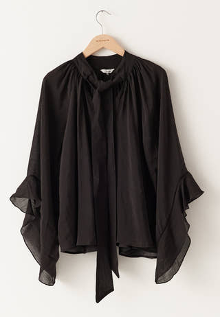 Wide Sleeve Bow Blouse