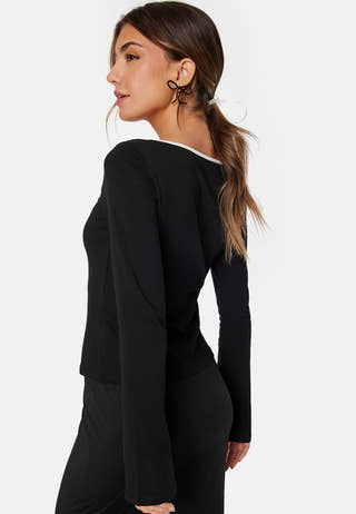 Square Neck Contrast L/S Top