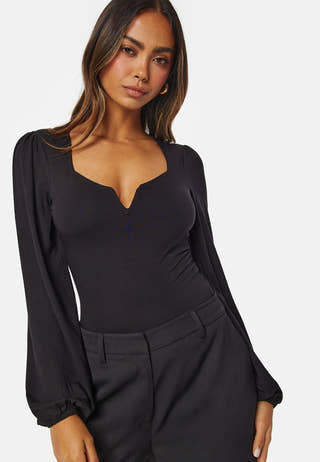 Square V-neck Long Sleeve Puff Top