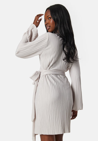 Pleated Wrap Short Dress