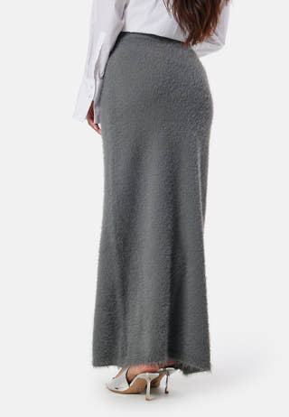 Fluffy Knitted Maxi Skirt