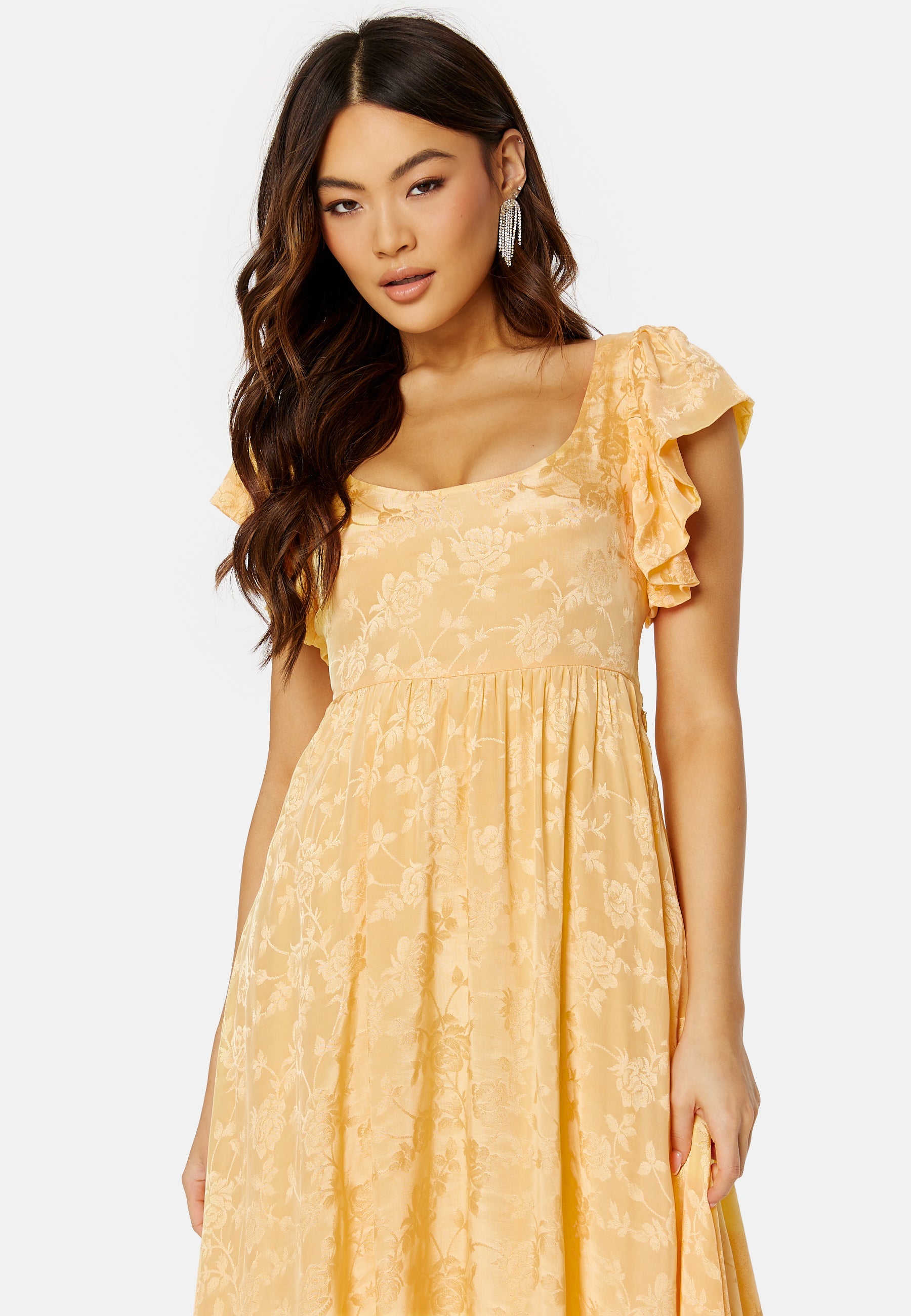 bytimo jacquard open back dress Bytimo  Jacquard Open Back Dress  campaign-outlet  Yellow