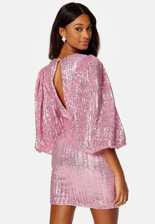 Sequins Puff Sleeve Mini Dress