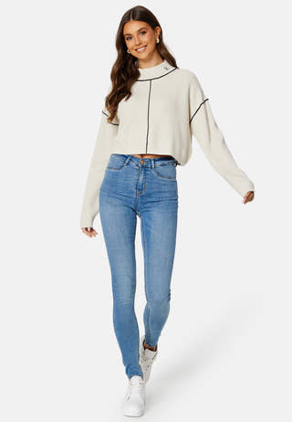 Contrast Seaming Loose Sweater