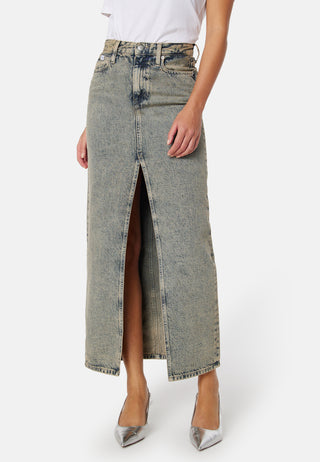 Front Split Maxi Denim Skirt