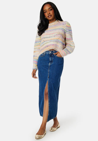 Front Split Maxi Denim Skirt