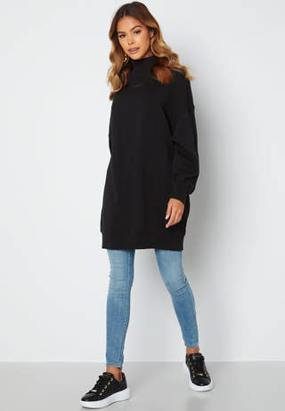 Logo Trim Mock Neck Dress