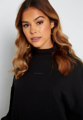 Logo Trim Mock Neck Dress