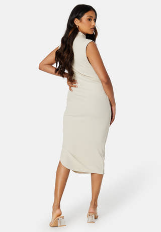 Tab Rib Mock Neck Long Dress