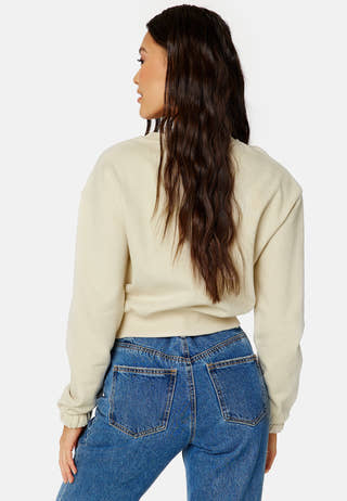 Two Tone Monogram Crop Crew Neck