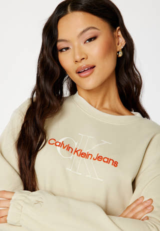 Two Tone Monogram Crop Crew Neck