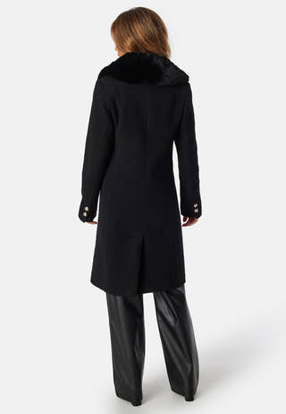 Fur Collar Wool Blend Coat