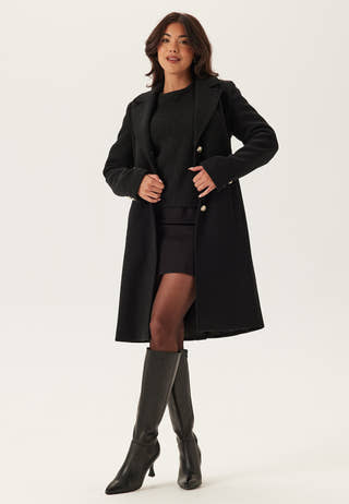 Fur Collar Wool Blend Coat