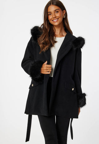 Hooded Wool Blend Coat
