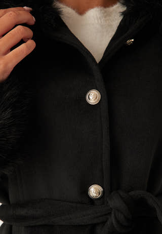 Hooded Wool Blend Coat