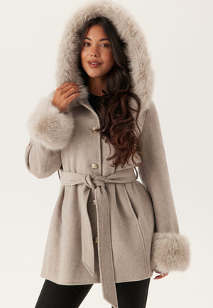 Hooded Wool Blend Coat