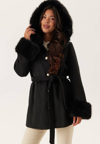 Hooded Wool Blend Coat