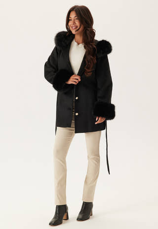 Hooded Wool Blend Coat
