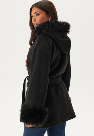 Hooded Wool Blend Coat