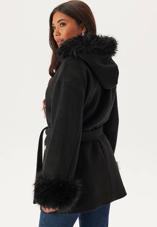 Hooded Wool Blend Coat