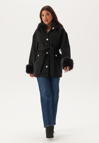 Hooded Wool Blend Coat