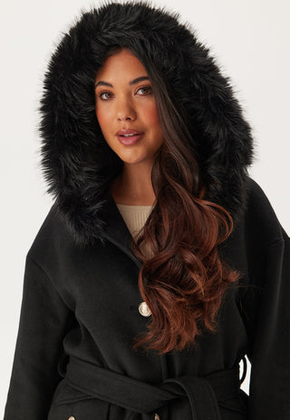 Hooded Wool Blend Coat