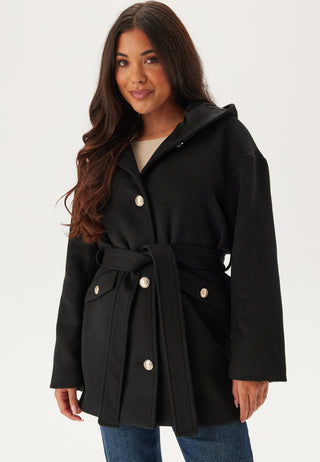 Hooded Wool Blend Coat