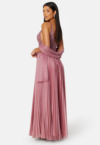 Maxi Glitter Plisse Dress