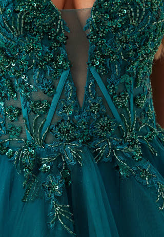 Tulle Frill Evening Dress with Lacing