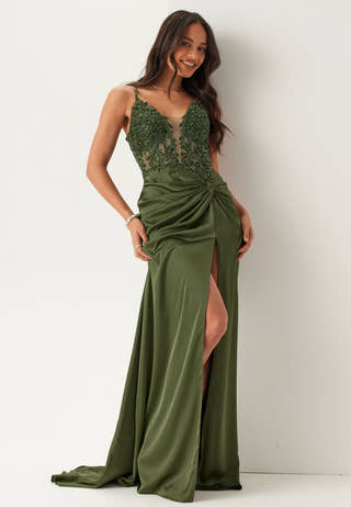 Satin Evening Dress With Back Lacing