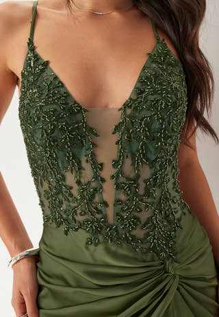 Satin Evening Dress With Back Lacing