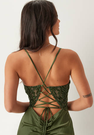 Satin Evening Dress With Back Lacing
