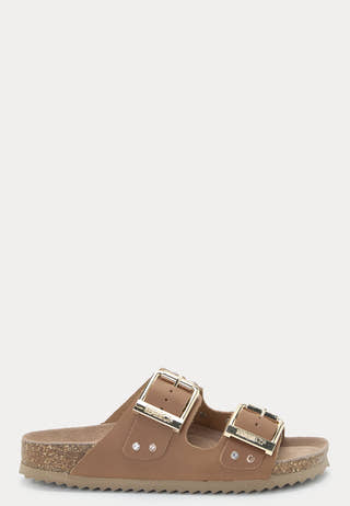 Two Buckle Sandal Nubuck Stras