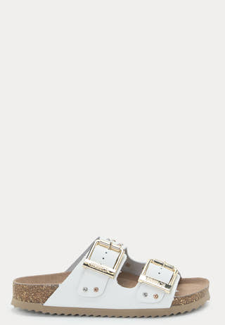 Two Buckle Sandal Nubuck Stras