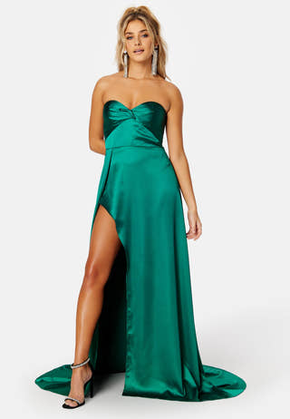 Magnolia Satin High Slit Dress