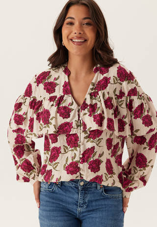 Printed Frill Blouse