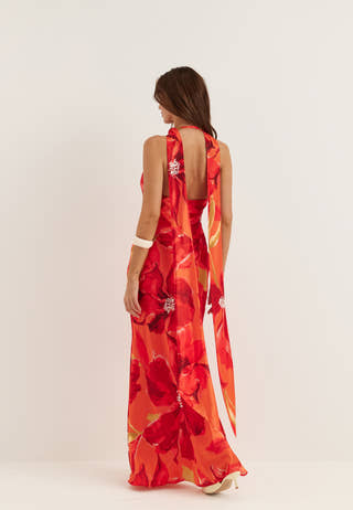 Clementine High Neck Satin Max