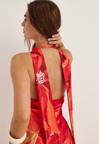 Clementine High Neck Satin Max