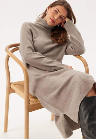 Herringbone Detail Rollneck Dr