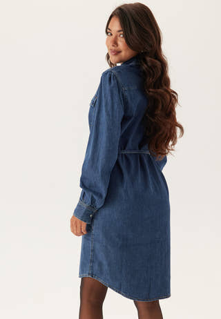 Puff Sleeve Denim Dress
