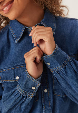 Reg Puff Sleeve Denim Shirt