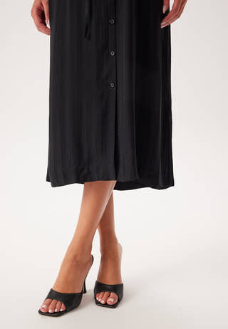 Relaxed Satin Stripe Shirt Dress