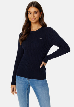 Stretch Cotton Cable C-Neck